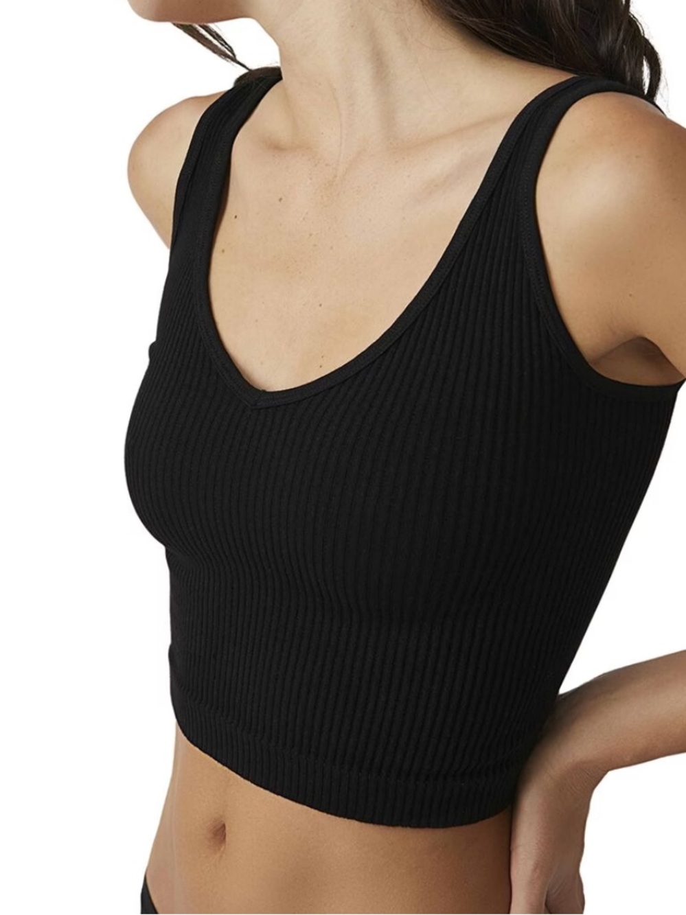 NEW Free People Movement Solid Rib Brami Black Women’s XL